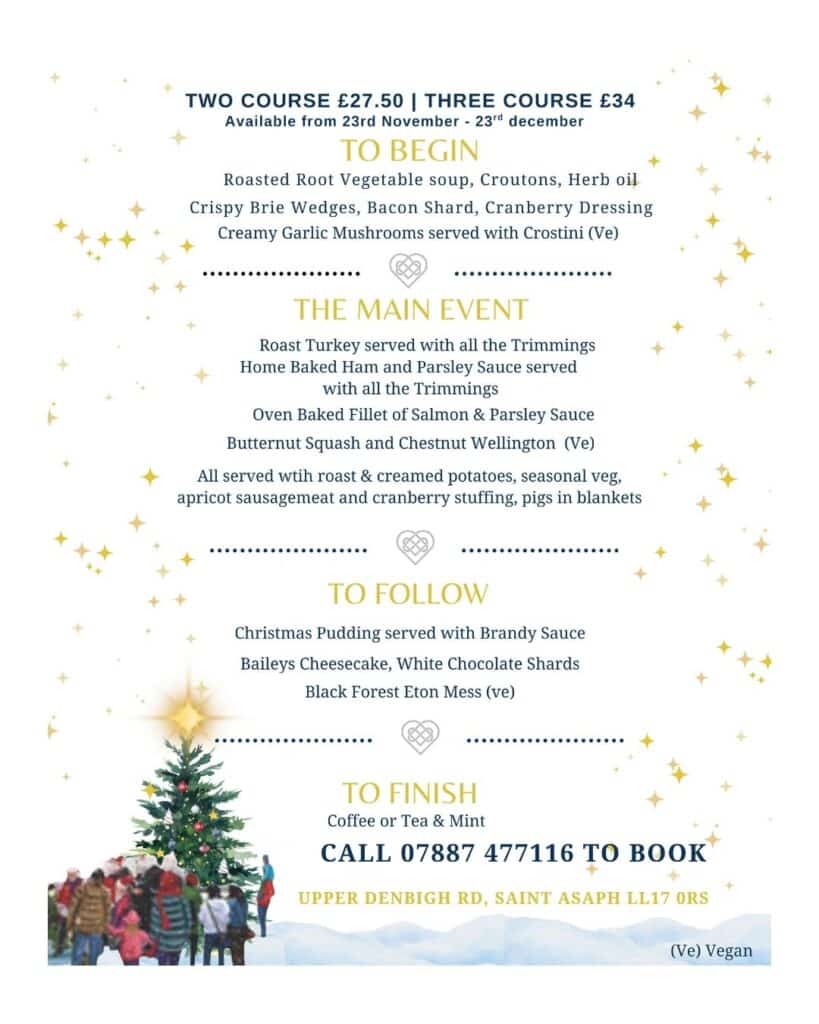 Caffi Cariad Christmas Menu